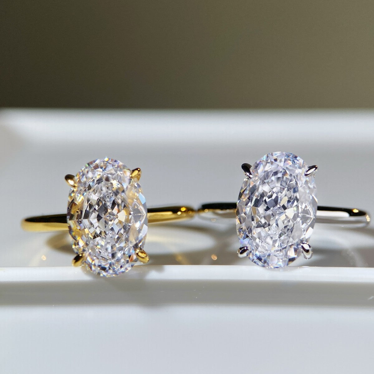 S925 Sterling Silver Diamond Ring with Gold Plating