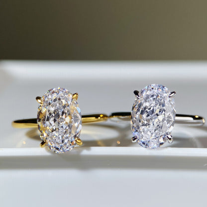 S925 Sterling Silver Diamond Ring with Gold Plating