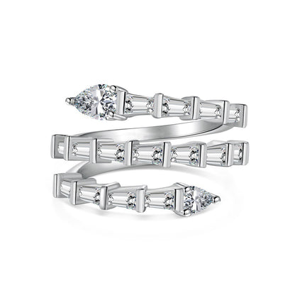Ring Spiral Full Zircon Inlaid Women Jewelry