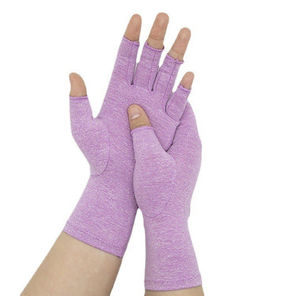 Grey Half-Finger Protective Pressure Gloves
