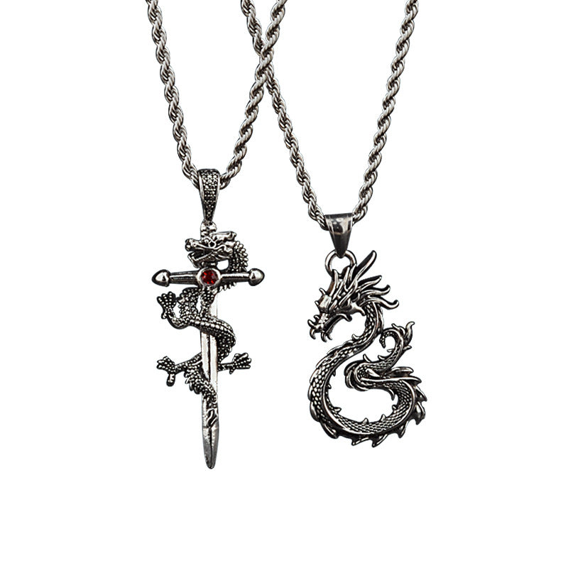 Titanium Steel Twist Chain Necklace Pendant