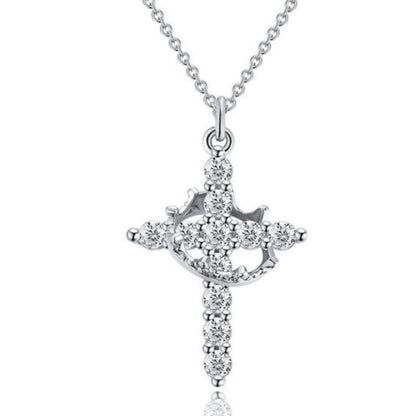 Rotating Zircon Cross Pendant Necklace