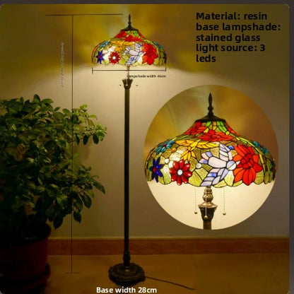 Retro Iron Art Glass Floor Lamp