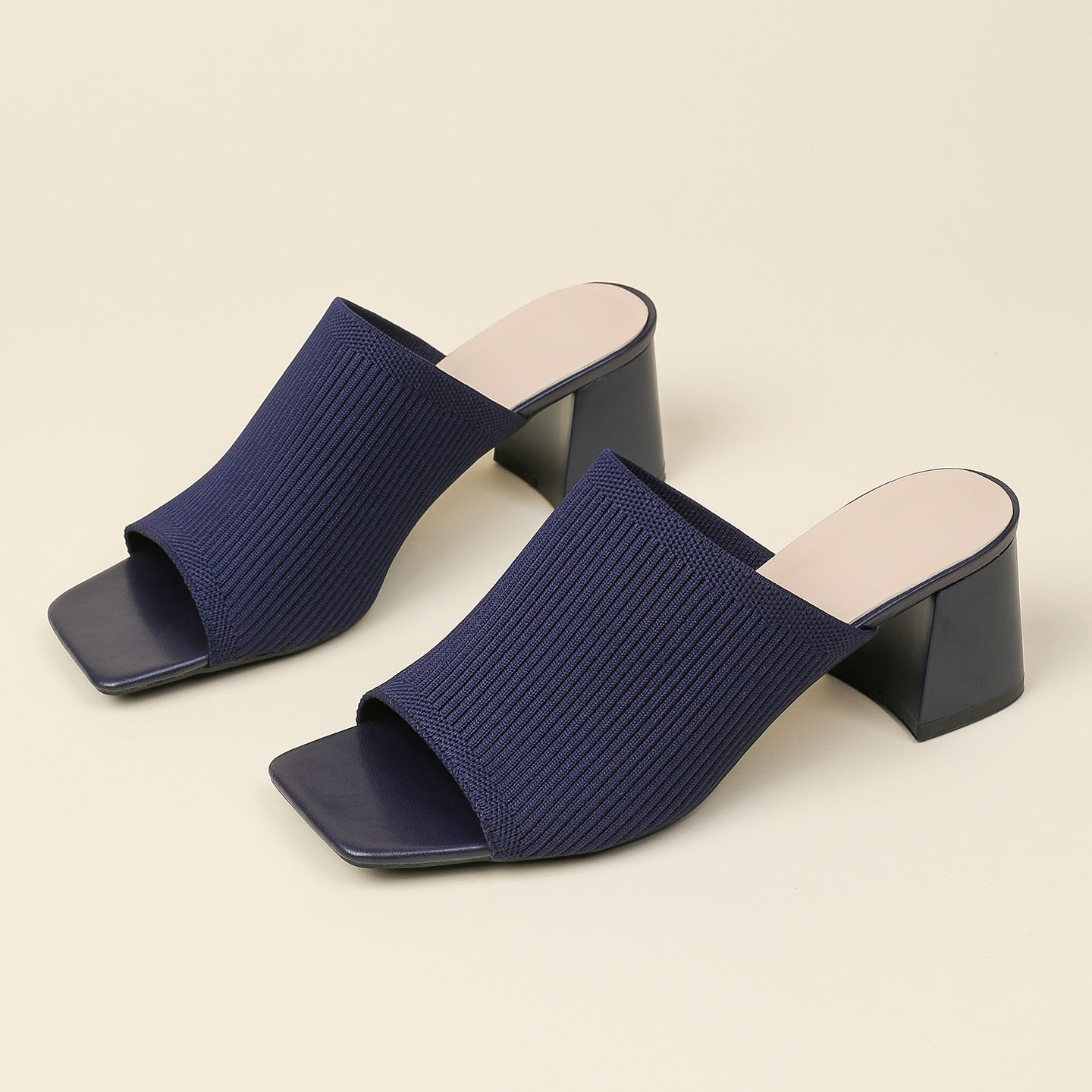 Knitted Square Toe Slip-On Slippers