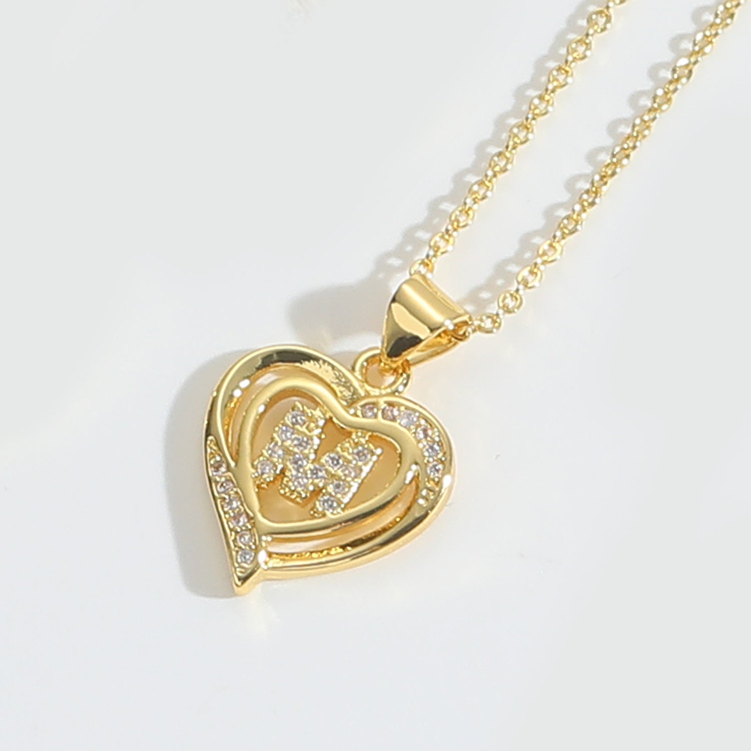 Heart Shape Zircon Letter Necklace
