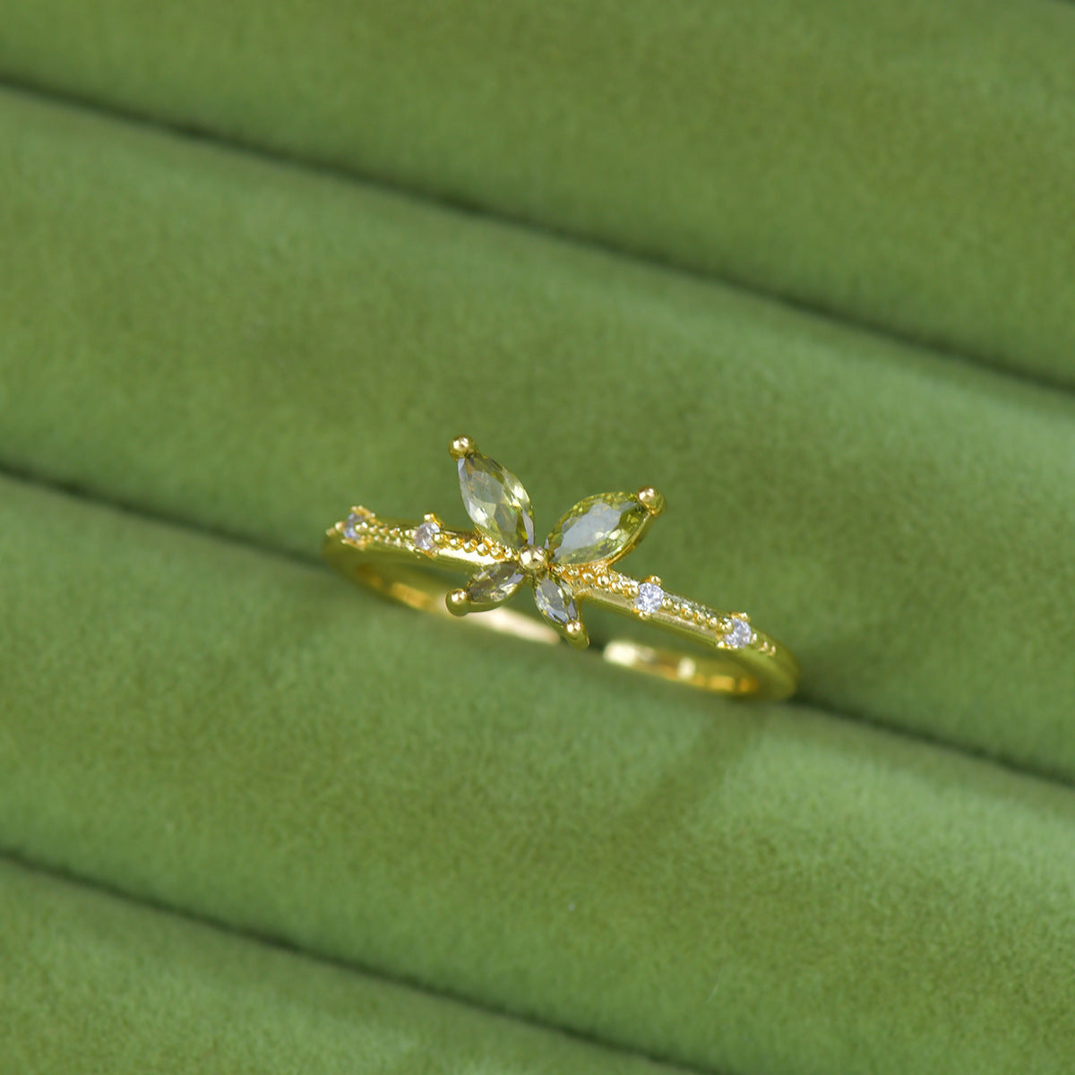 French Style Zircon Butterfly Open Ring
