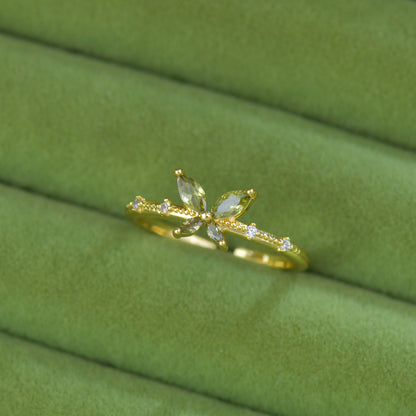 French Style Zircon Butterfly Open Ring
