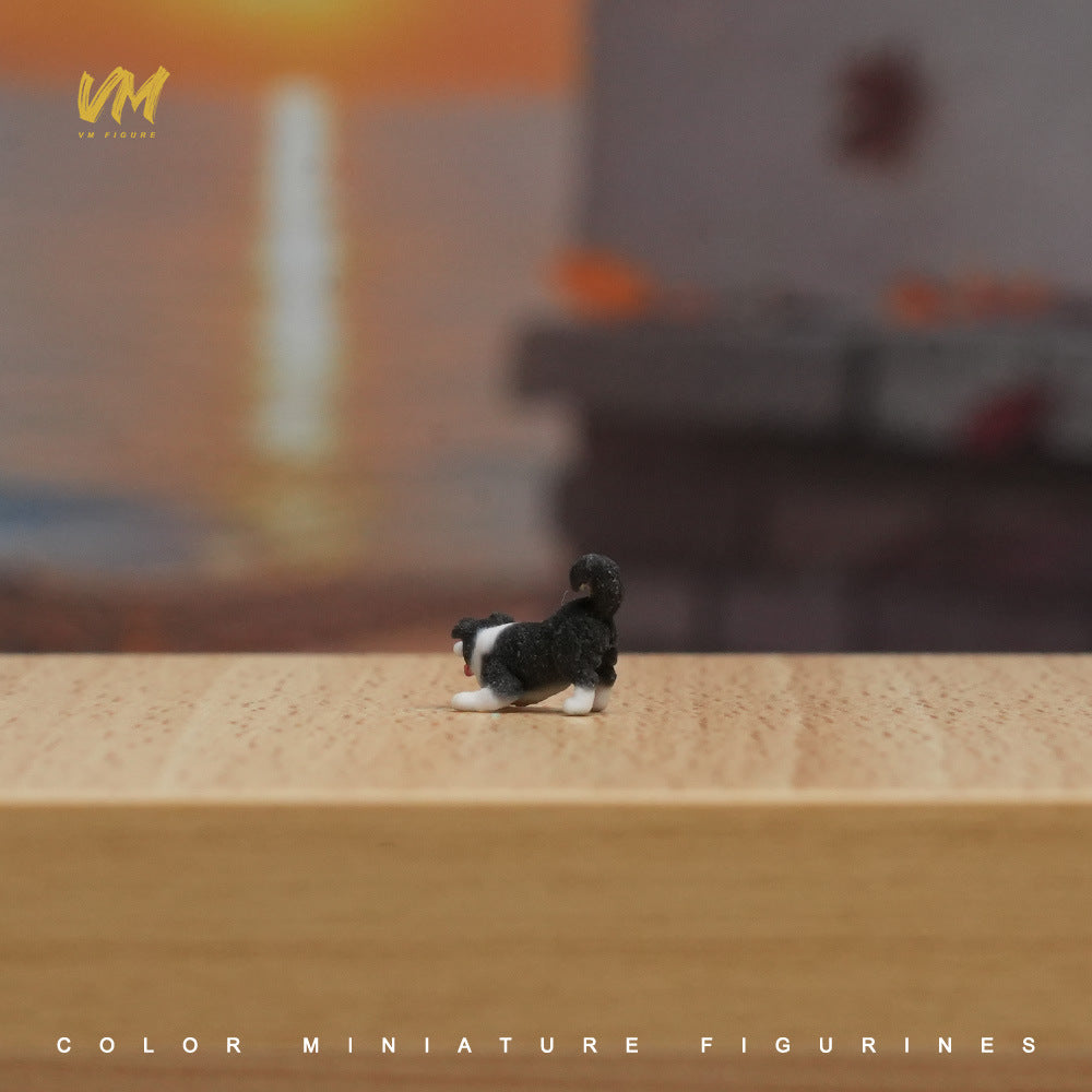 Playful Border Collie 1/64 Scale Miniature Model with 3D Printed Figurine