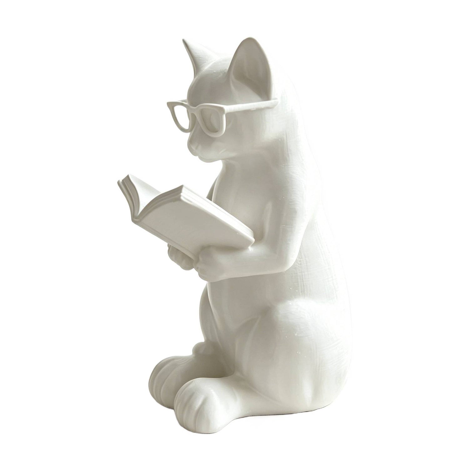 3D Printed Cat Reading Sculpture Desktop Decoration