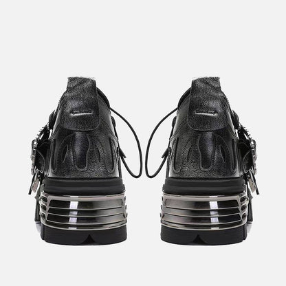 Dark punk little leather shoes