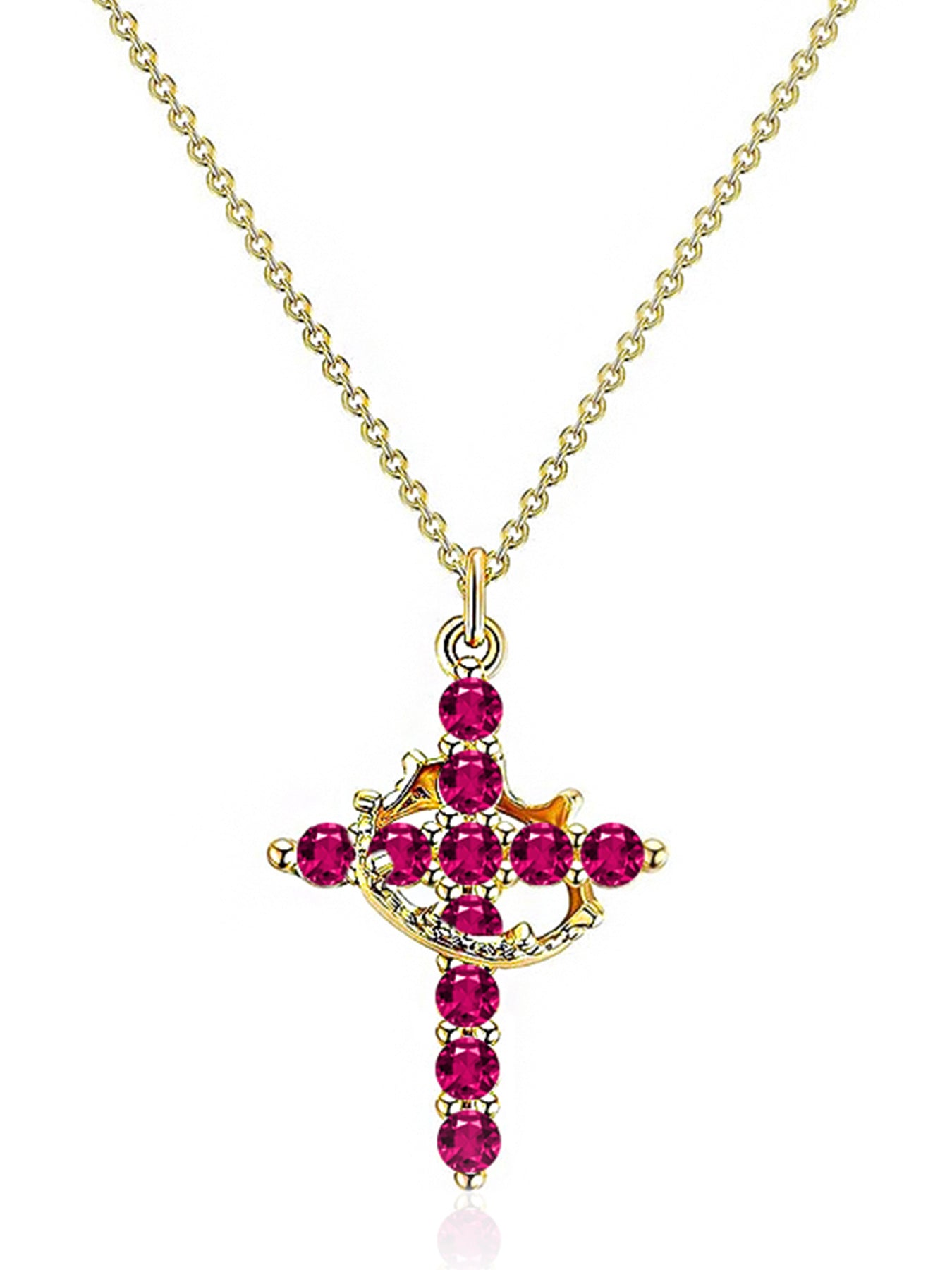 Rotating Zircon Cross Pendant Necklace