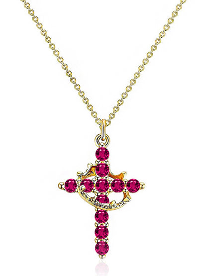 Rotating Zircon Cross Pendant Necklace