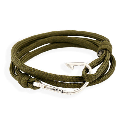 Marine-style alloy fishhook bracelet
