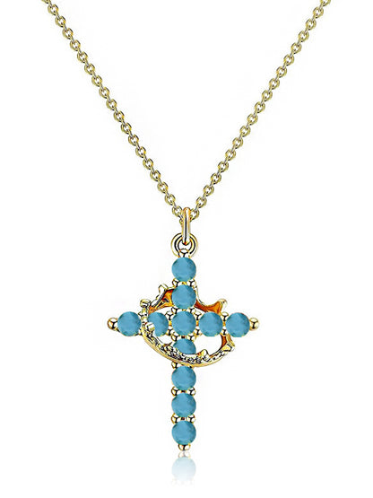 Rotating Zircon Cross Pendant Necklace