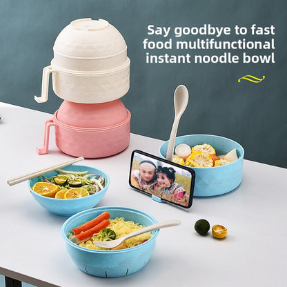 Microwave Safe Japanese Style Noodle Bowl with Utensils