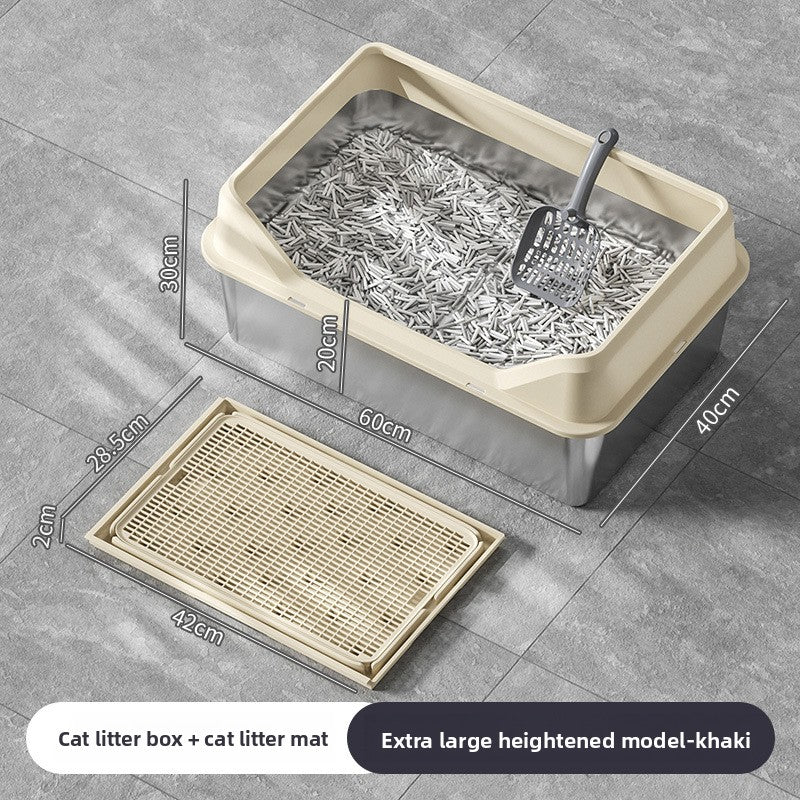 Stainless Steel Cat Litter Box with Anti-Splash Cover