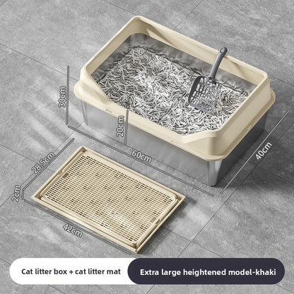 Stainless Steel Cat Litter Box with Anti-Splash Cover