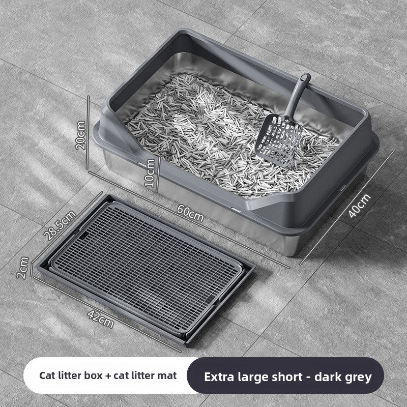 Stainless Steel Cat Litter Box with Anti-Splash Cover