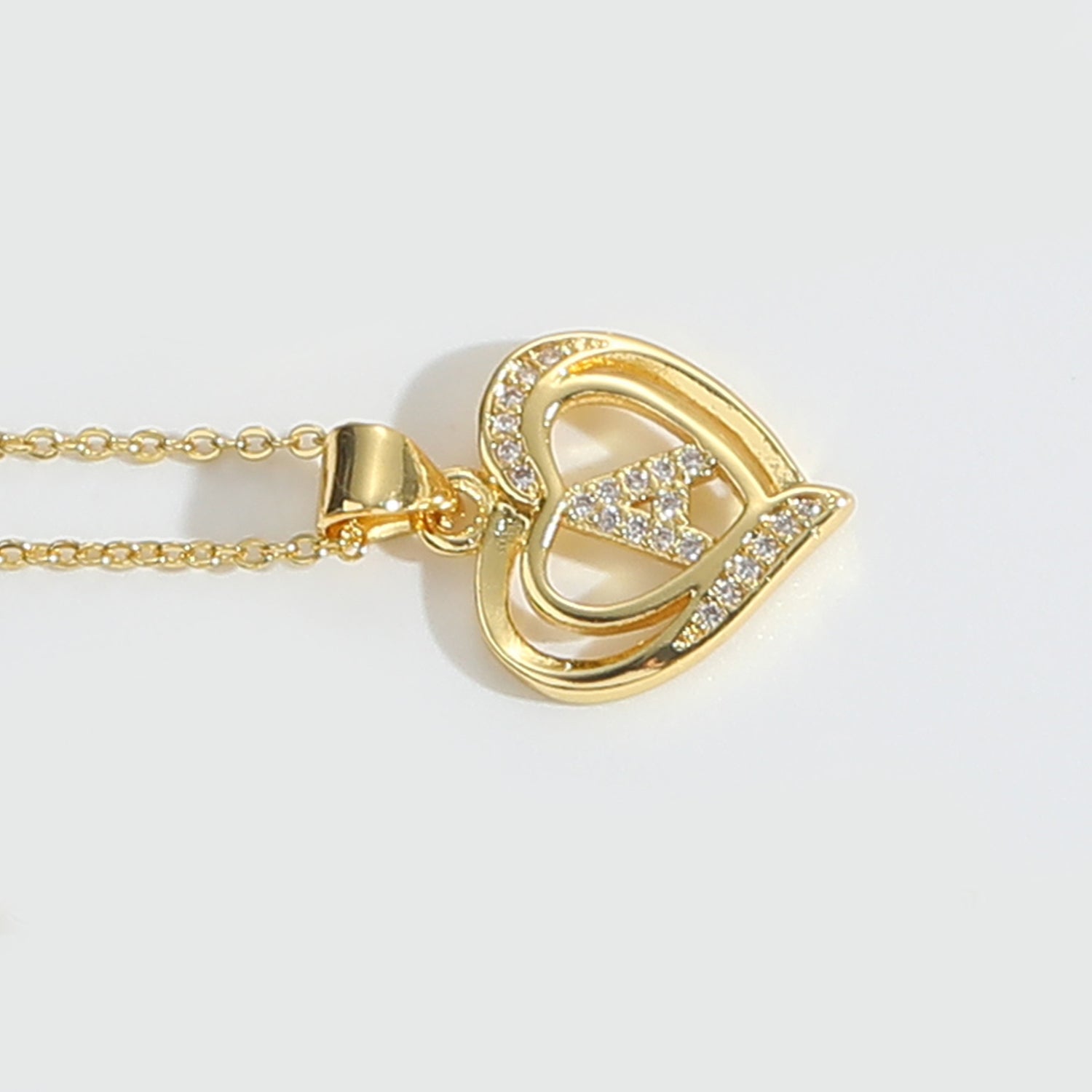 Heart Shape Zircon Letter Necklace