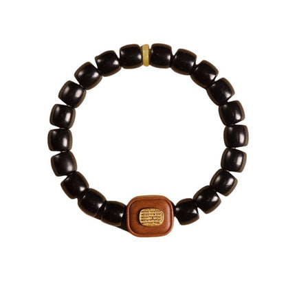 Ebony Wood Bracelet Zen Style Barrel Beads