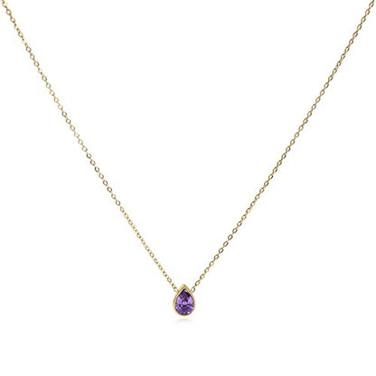 Water Drop Zircon Gold Plated Necklace with Adjustable Chain