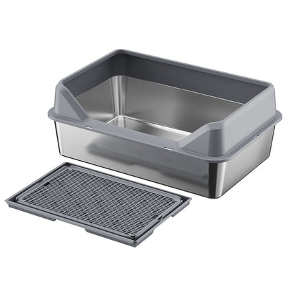 Stainless Steel Cat Litter Box with Anti-Splash Cover
