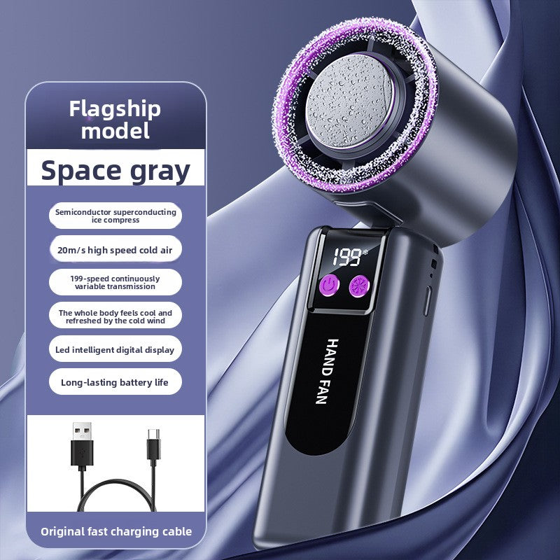 Portable Rechargeable Handheld Fan with Digital Display