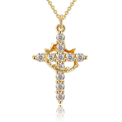 Rotating Zircon Cross Pendant Necklace