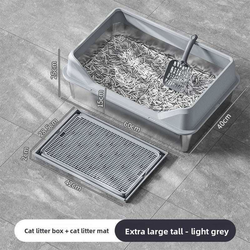 Stainless Steel Cat Litter Box with Anti-Splash Cover