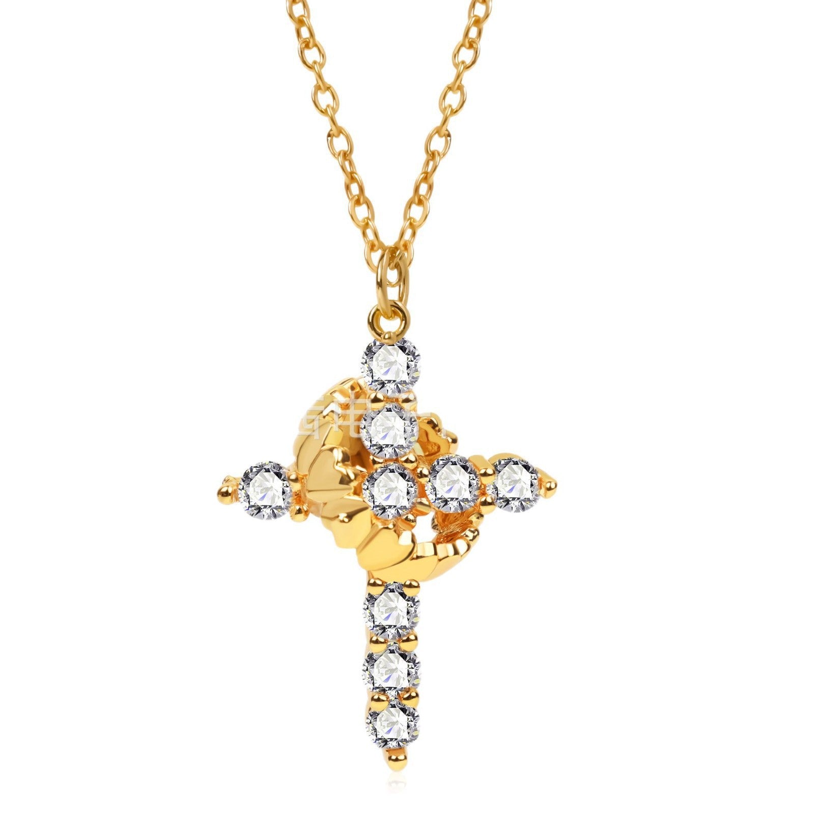 Rotating Zircon Cross Pendant Necklace