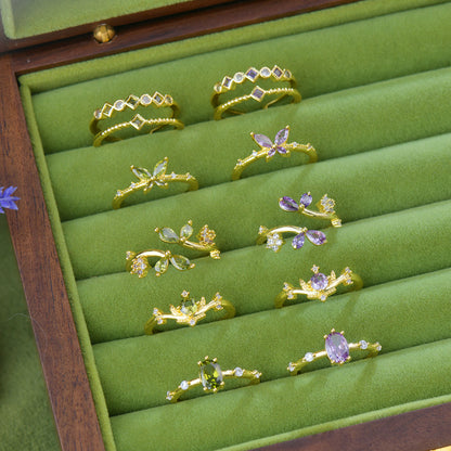 French Style Zircon Butterfly Open Ring