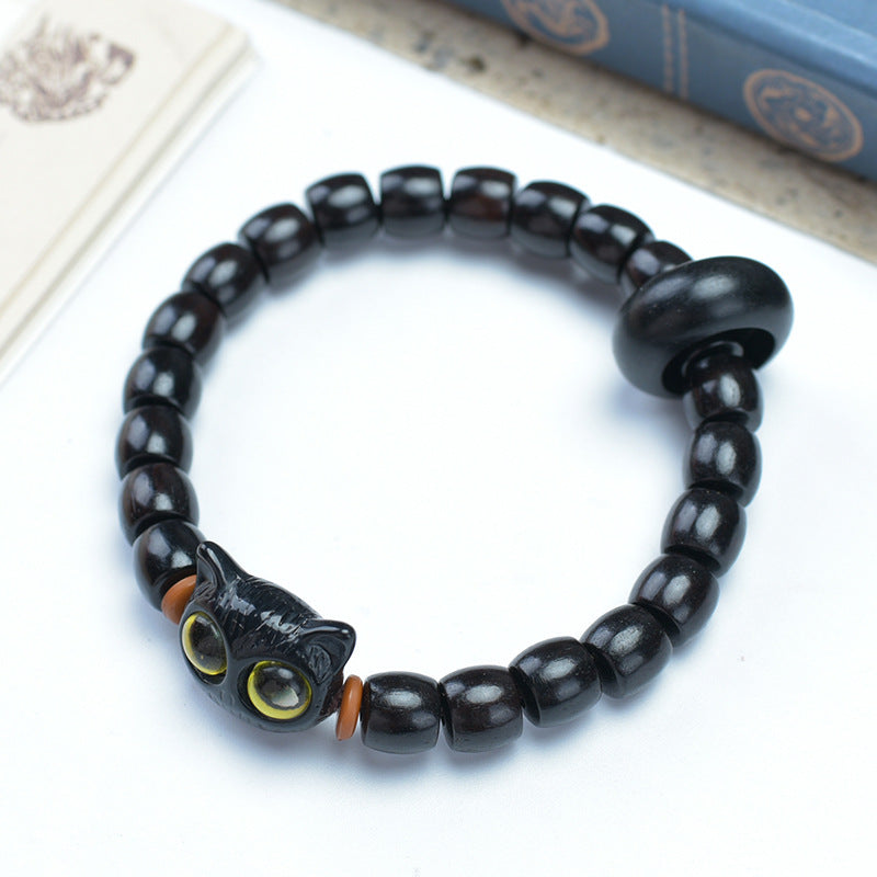 Ebony Wood Bracelet Zen Style Barrel Beads