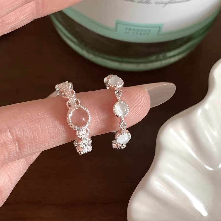 Adjustable Lace Cat Eye Stone Stackable Ring