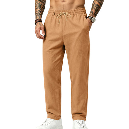 Mens Casual Linen Drawstring Trousers