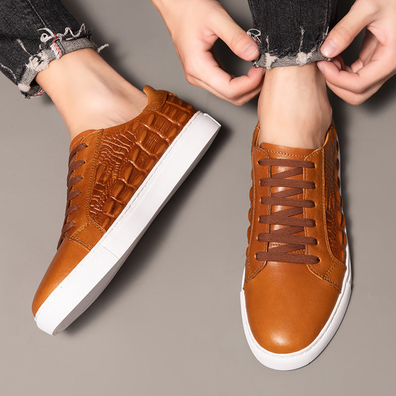 Genuine Leather Crocodile Pattern Casual Shoes for Men