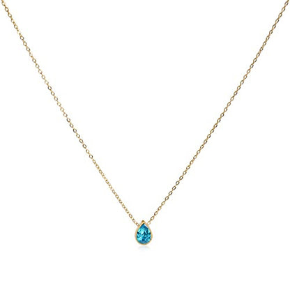 Water Drop Zircon Gold Plated Necklace with Adjustable Chain