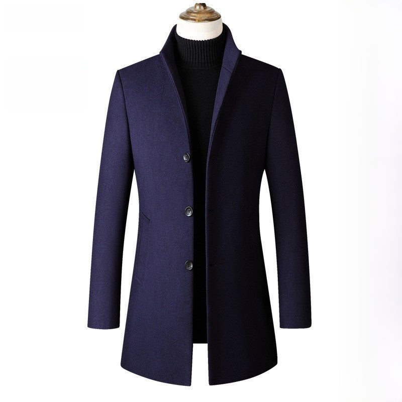 Mens Mid-Length Wool Blend Coat