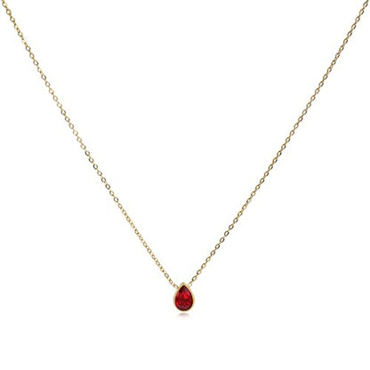 Water Drop Zircon Gold Plated Necklace with Adjustable Chain