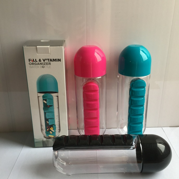 Two-in-One Pill Organizer Water Bottle