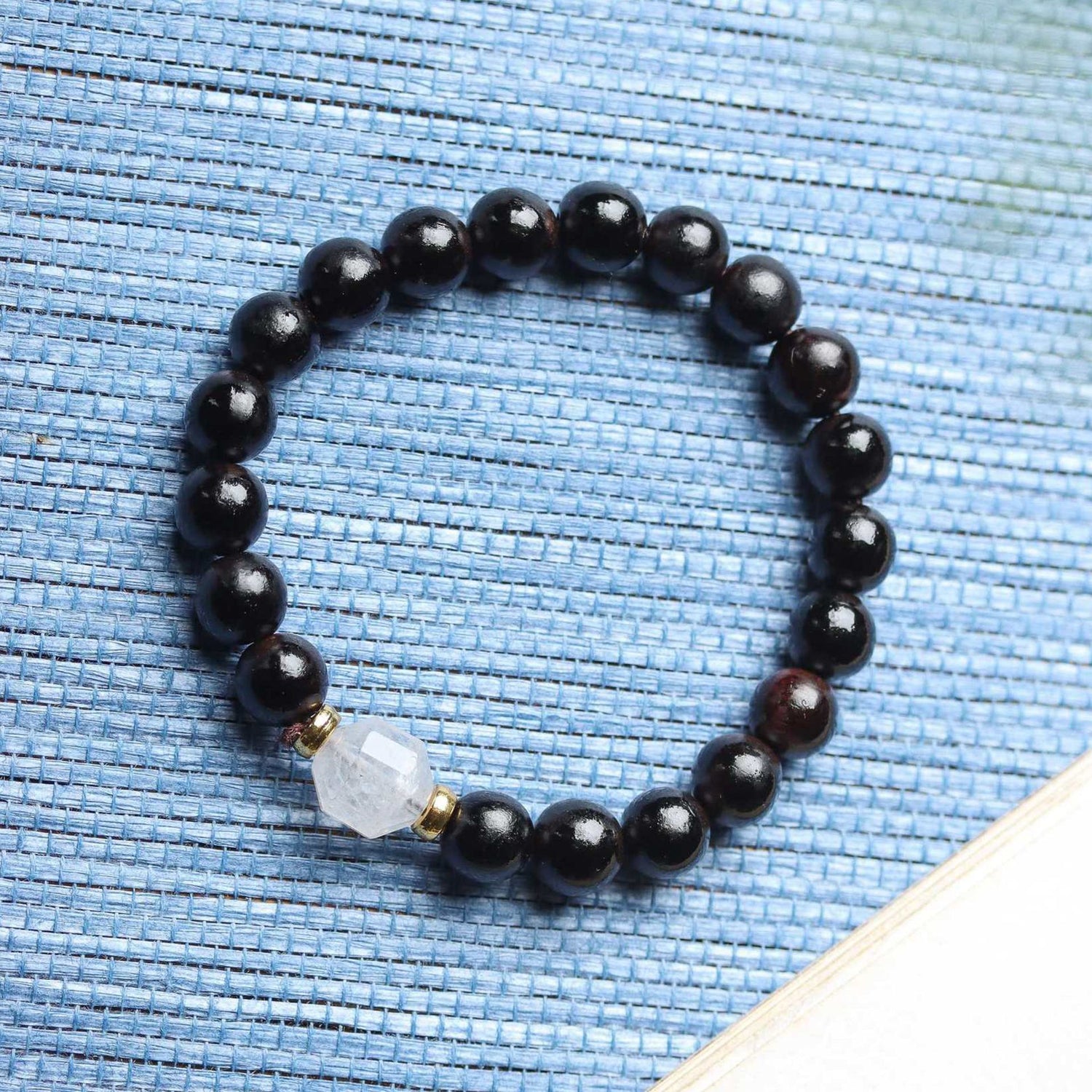 Ebony Wood Bracelet Zen Style Barrel Beads