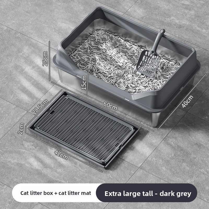 Stainless Steel Cat Litter Box with Anti-Splash Cover