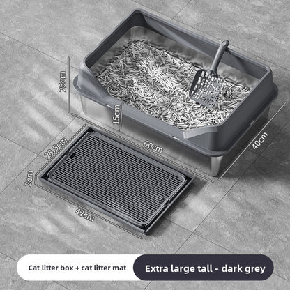 Stainless Steel Cat Litter Box with Anti-Splash Cover