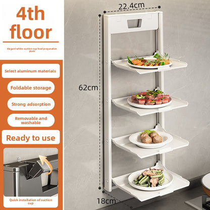 Foldable Suction Cup Kitchen Storage Rack