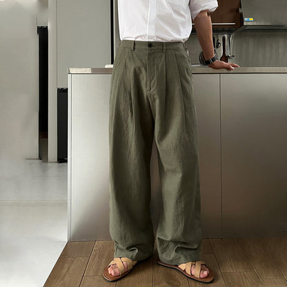 Mens Linen Casual Wide Leg Pants