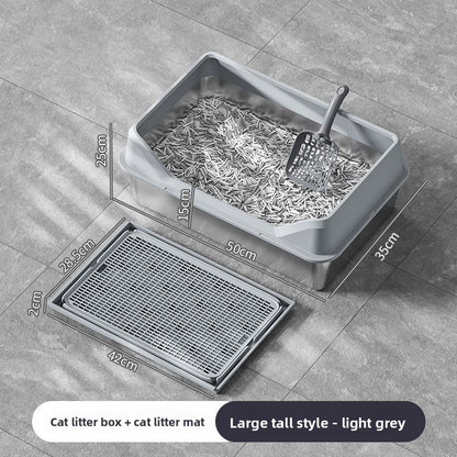 Stainless Steel Cat Litter Box with Anti-Splash Cover