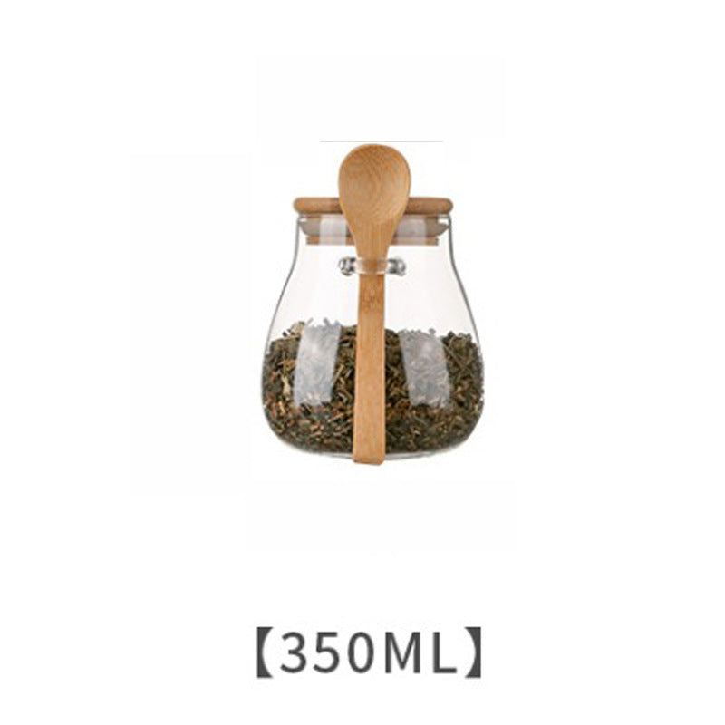 High Borosilicate Glass Sealed Jar with Spoon for Storage
