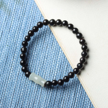 Ebony Wood Bracelet Zen Style Barrel Beads
