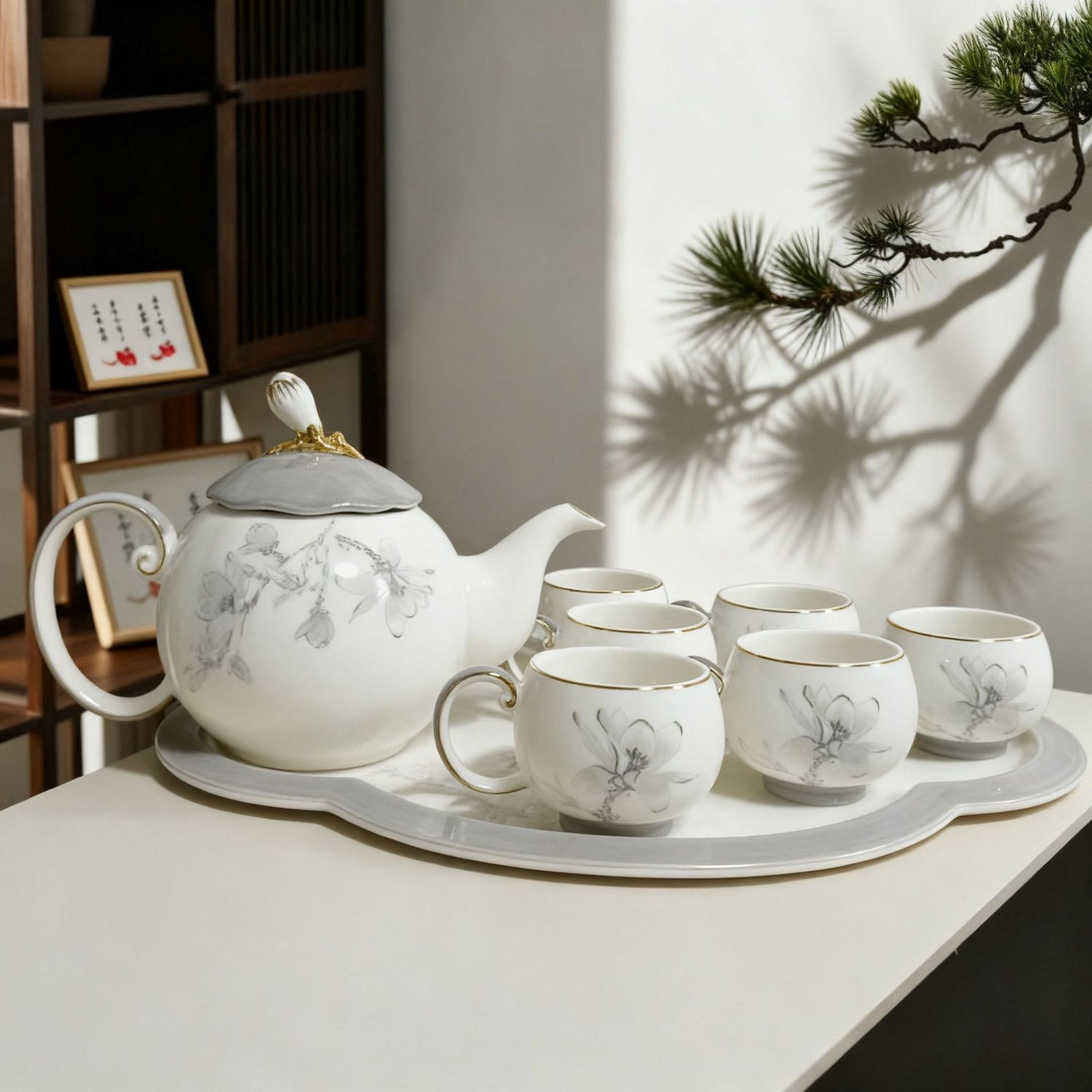 New Chinese-style tea set, luxury living room afternoon tea set including teapot and teacups