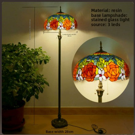 Retro Iron Art Glass Floor Lamp