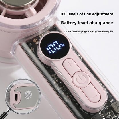 Mini USB Rechargeable Handheld Fan with Digital Display